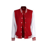 Women's Red and White Varsity Jacket - High School Letterman